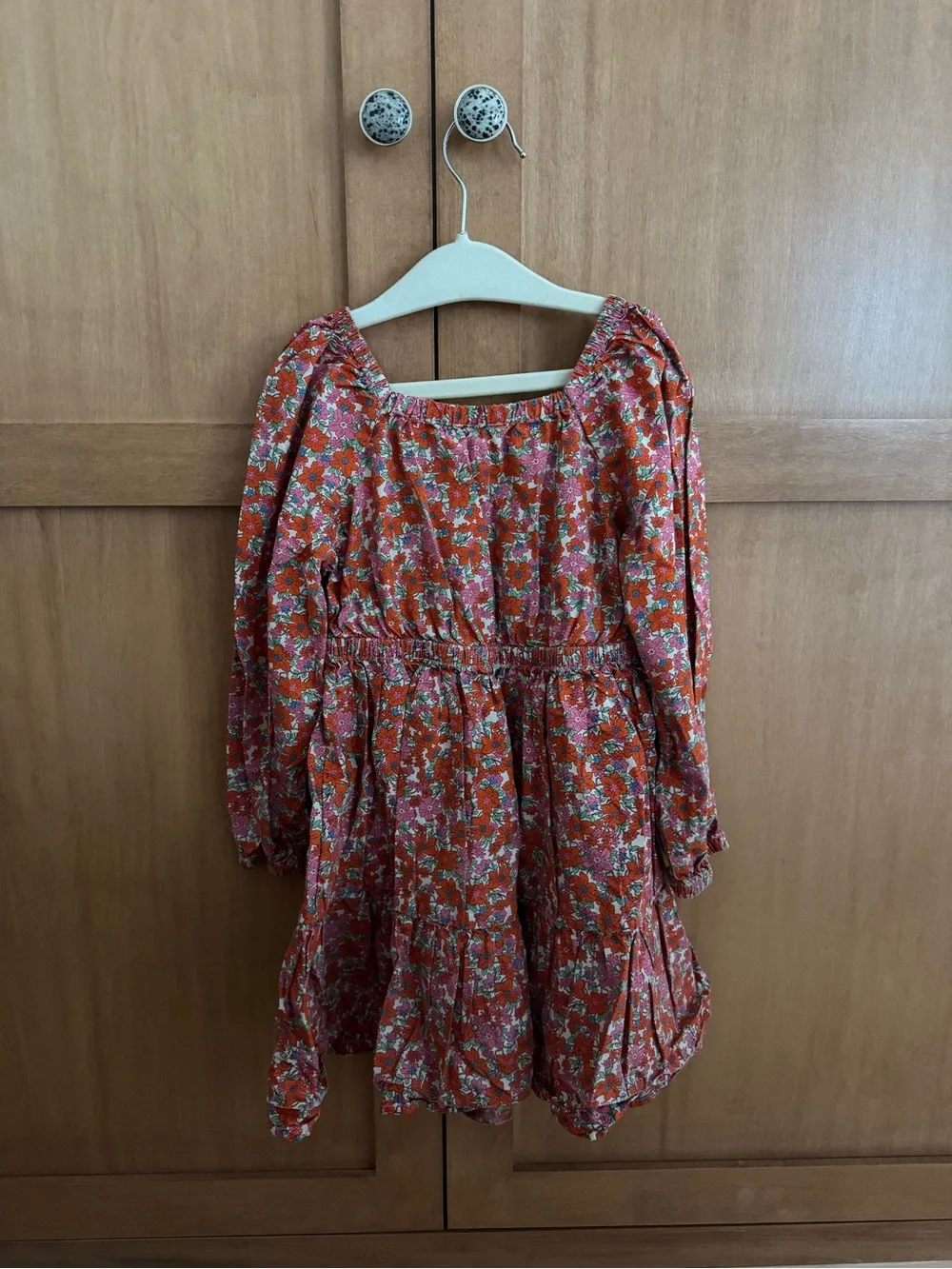 Crewcuts Girls’ Floral Cotton Puff-Sleeve Dress – Size 6